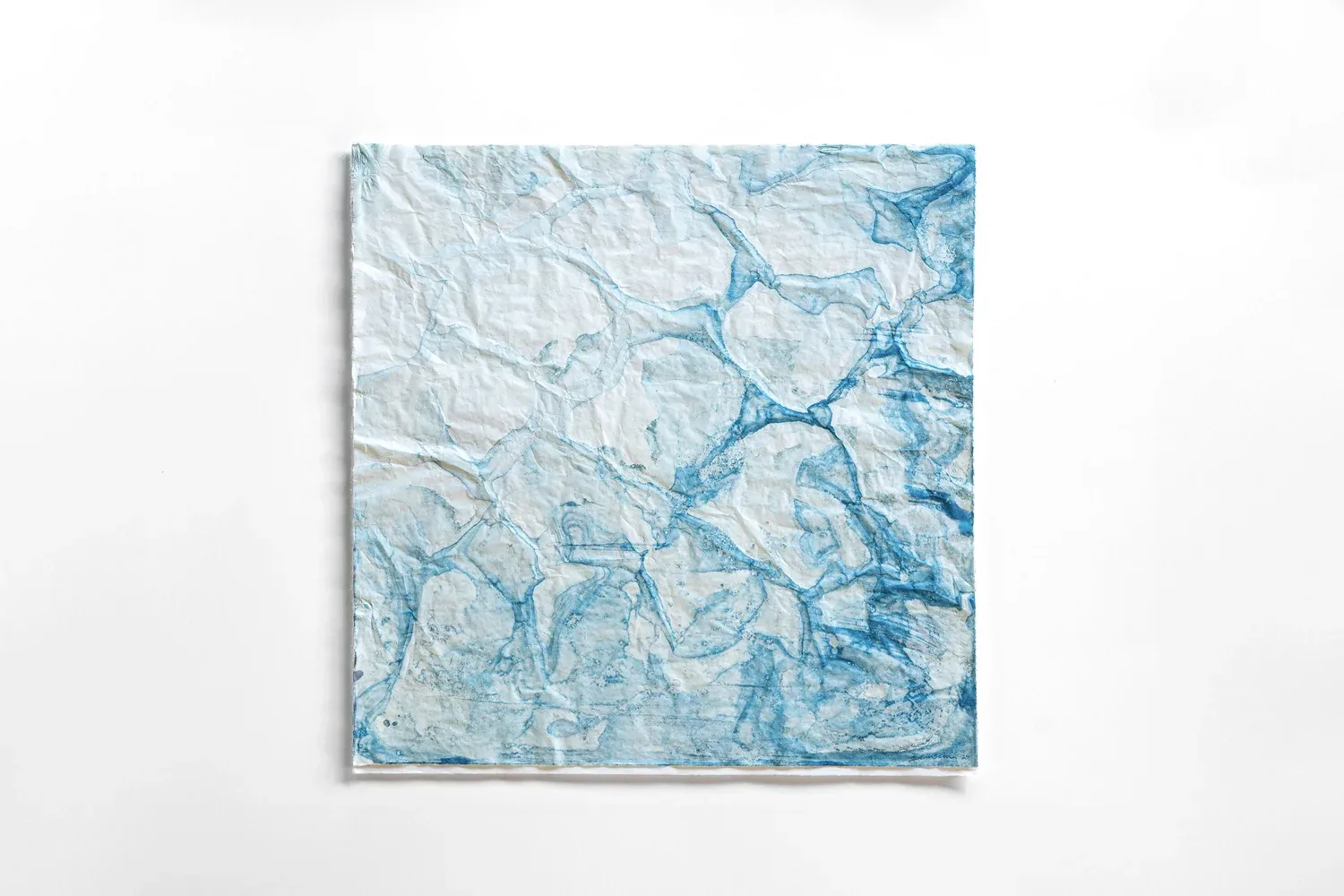 A direct view of the blue artwork.