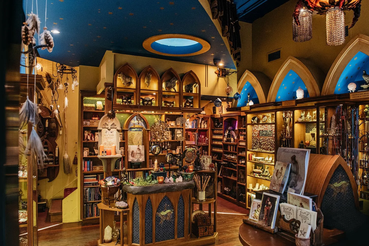 Shelves and product displays form a dense interior scene.